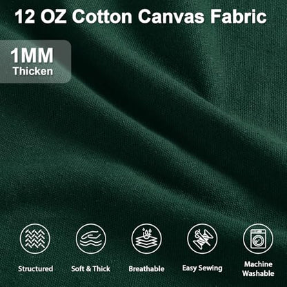 12oz Heavy Duty Canvas Fabric, 59" W Natural Cotton Duck Cloth 1 Yard - color: Pine Green, size: Pre Cut - 1 Yard
