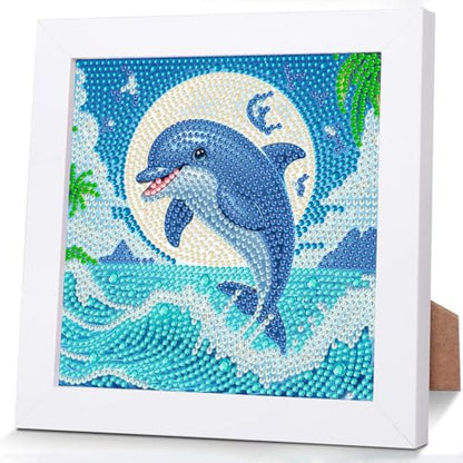 WEMEON Dolphin Diamond Art Kits for Kids with Frame - color: Dolphin