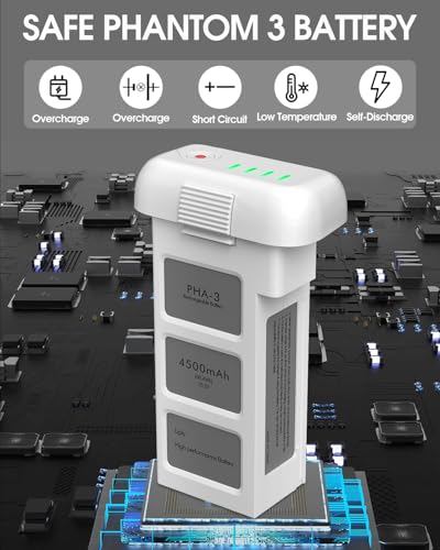 anegine Phantom 3 Battery, 4500mAh 15.2V Intelligent Flight Battery for DJI Phantom 3 Pro, Standard, Advanced, SE Drone