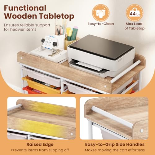 DREAMADE Rolling Storage Cart, 10-Drawer Utility Cart w/Tabletop, Rainbow - color: Rainbow