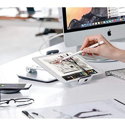KABCON Tablet Stand Holder, Tightness Adjustable Multi-Angle Foldable Eye-Level Aluminum Solid Tablets Stands Dock for 4''-14''Tablets/Phone, iPad Series,Samsung Galaxy Tabs,Kindle Fire,Etc. - color: Silver