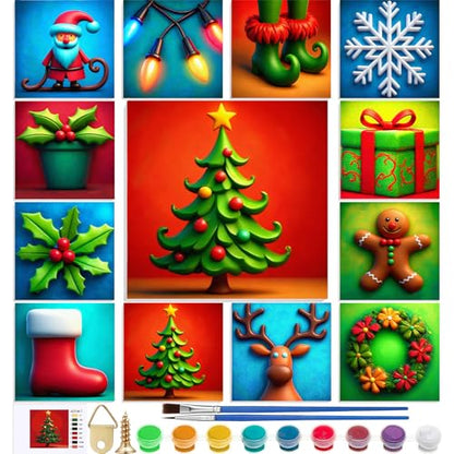 Nezyo 12 Sets Christmas Paint by Numbers with Frame for Adults, 8x8 - style: Christmas