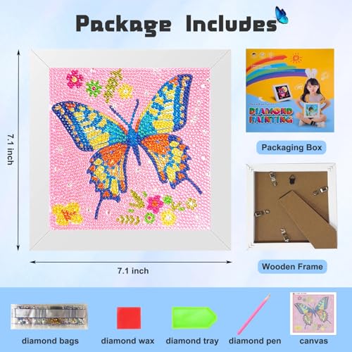 EOYDKAP Small Diamond Art Kits for Adults, Butterfly Diamond Art with Frame - size: Pink Butterfly