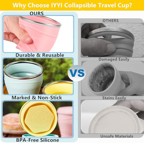 IYYI Collapsible Cup for Travel, Upgraded Foldable Cup with Lid - color: Blue