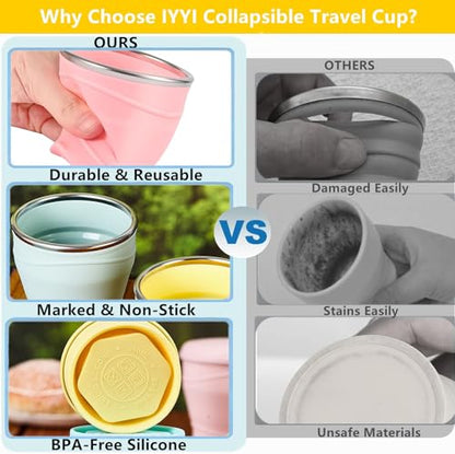 IYYI Collapsible Cup for Travel, Upgraded Foldable Cup with Lid - color: Blue