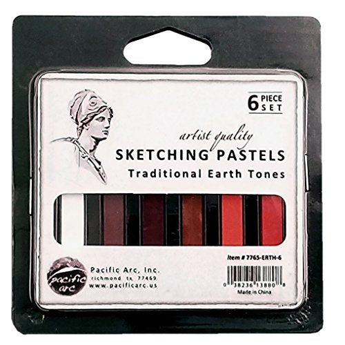 Pacific Arc - Sketching Pastel Set, 6pc, Semi-soft, Traditional Earth Tones - color: Earth Tones | Semi-Soft