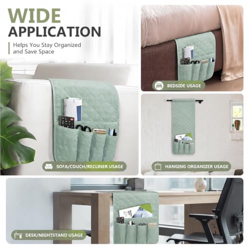Armchair Caddy for Recliner, Non Slip Sofa Arm Organizer,Light Green - color: Light Green