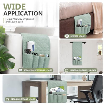 Armchair Caddy for Recliner, Non Slip Sofa Arm Organizer,Light Green - color: Light Green