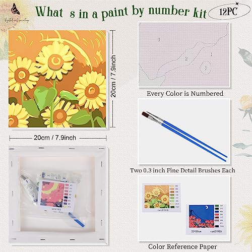 Nezyo 12 Sets Paint by Numbers with Frame for Adults, Acrylic Canvas 8x8 - style: Spring