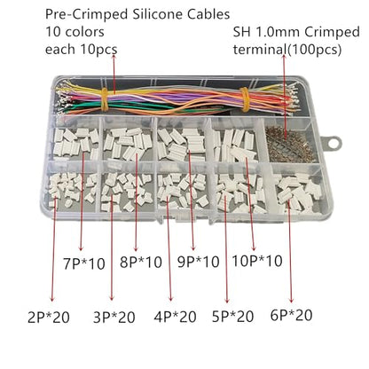 JST SH1.0 Connector Kit and Pre-Crimped Silicone Cables Compatible Adapter for FPV Drone Flight Controller SpeedyBee F405
