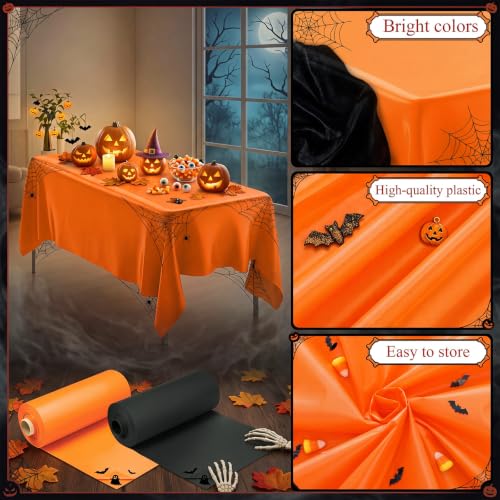 Moukeren Circus Carnival Table Cover Backdrop, Orange，Black, 2 Roll - color: Orange，black