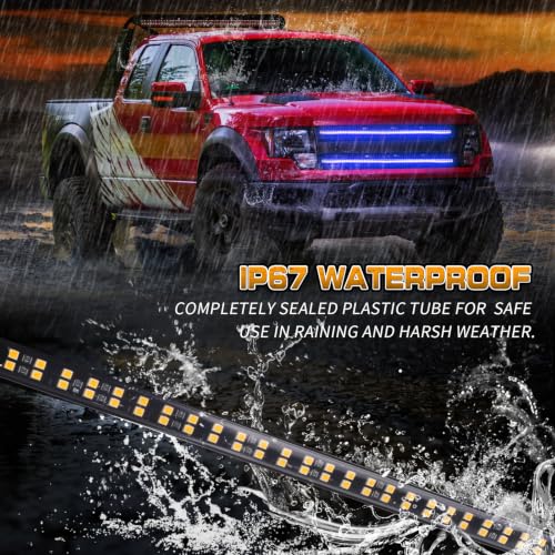 XRIDONSEN 2PCS 30 inch Blue Grill Emergency Lights Strip - color: Blue