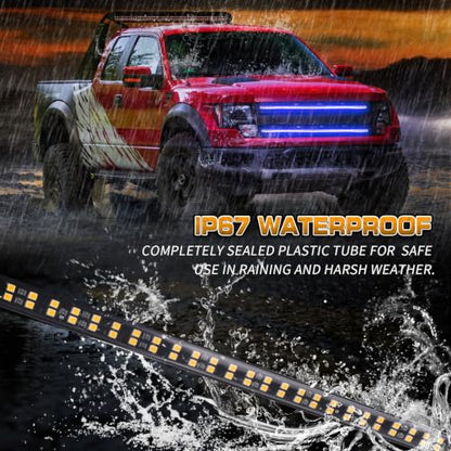 XRIDONSEN 2PCS 30 inch Blue Grill Emergency Lights Strip - color: Blue