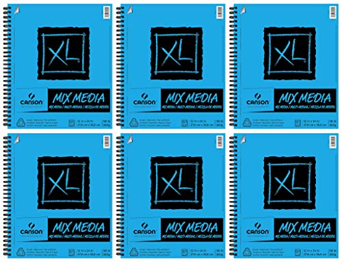 6-Pack Case - Canson XL Series Mix Media Paper Pad, Heavyweight, Fine Texture, Side Wire Bound, 98 Pound, 11 x 14 Inch, 60 Sheets Per Pad