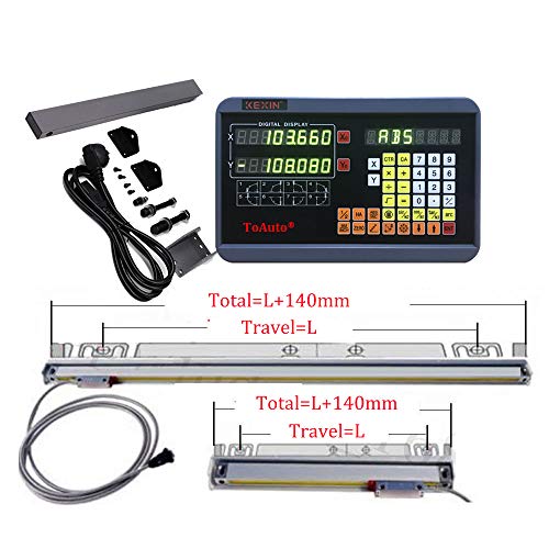 FASTTOBUY 2 Axis DRO Digital Readout 0-1000mm Travel Length 5um Precision Linear Glass Scale for CNC Milling Lathe EMD Machine (Customized Size) - size: Customized Size