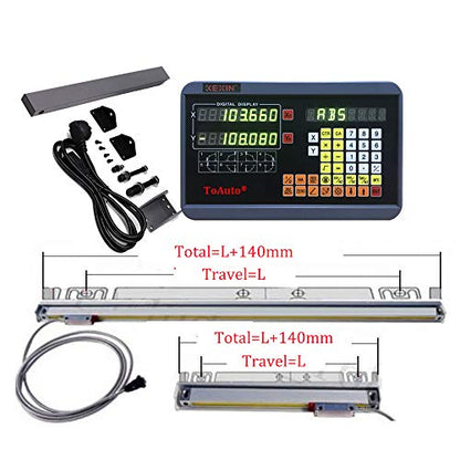 FASTTOBUY 2 Axis DRO Digital Readout 0-1000mm Travel Length 5um Precision Linear Glass Scale for CNC Milling Lathe EMD Machine (Customized Size) - size: Customized Size