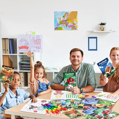 BenLouis 24 Football Mini Coloring Books with 24 Crayons for Kids Bulk - style: Football
