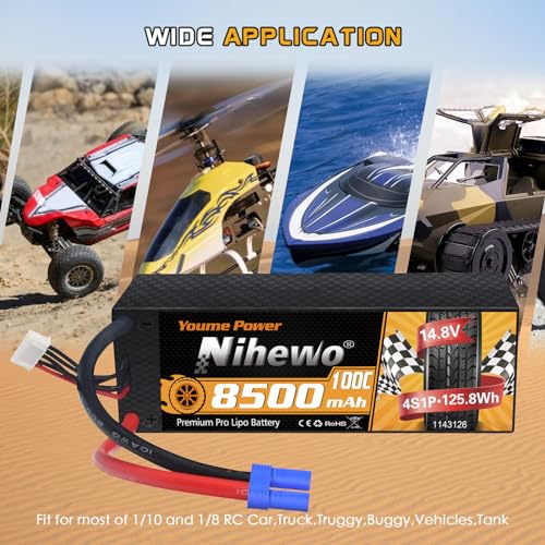 4S Lipo Battery 8500mAh 14.8V 100C Hardcase EC5 2pcs for RC Car Boat - style: 2x 14.8V 8500mAh