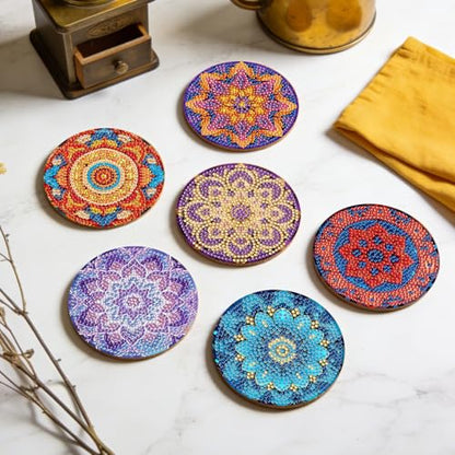 Leatrice 8pcs Mandala Diamond Art Coasters Diamond Painting Kits for Adults - color: AB mandala