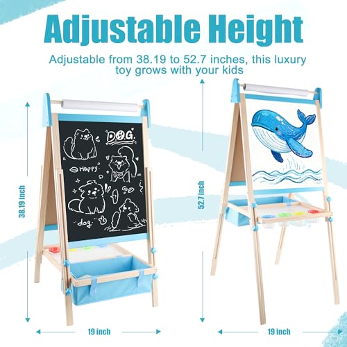 Easel for Kids Adjustable Art Easel Wooden Easel Chalk Board for Kids