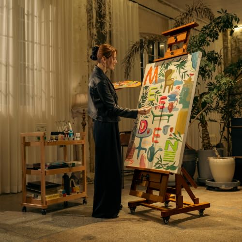 MEEDEN Extra-Large H Frame Easel: Solid Beech Wood Artist Easel for Adults - color: Walnut