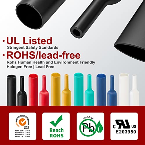 Chanzon 4:1 Ratio 2" (52mm) Heat Shrink Tubing - 80Ft Roll Black - size: 52mm (2") - 80FT