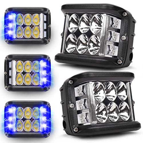 Blue Strobe LED Lights for UTV Pickup Van Boat Tractor Trailer Golf - color: Blue Side Shooter Lights