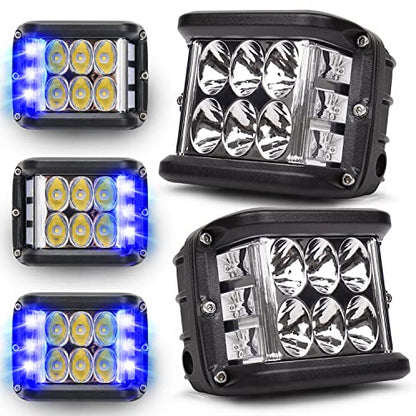 Blue Strobe LED Lights for UTV Pickup Van Boat Tractor Trailer Golf - color: Blue Side Shooter Lights