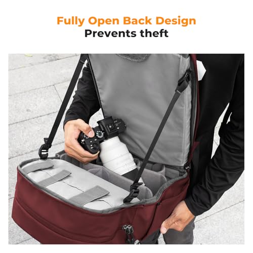 K&F CONCEPT Camera Backpack, 20L Camera Bags for Photographers - color: 09-red
