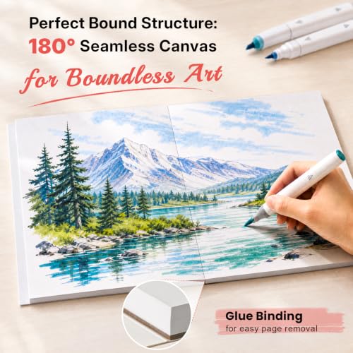 Umriox 30 Sheets Marker Paper Pad, 9x12 Bleedproof Sketchbook for Beginners - size: 30 Sheets/60 Pages