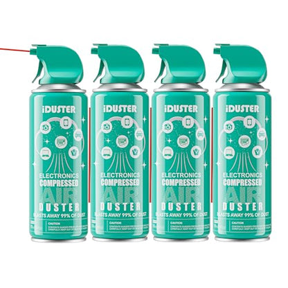 iDuster Compressed Canned Air Duster - 4 PCS Disposable Compressed Air Duster Can Cleaning for Computer,Keyboard, Jewelry, Car and Cellphone, 10oz