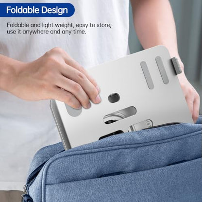 BESIGN Laptop Stand with 360° Rotating Base, Ergonomic Adjustable Notebook Riser, Foldable Computer Holder Compatible with 10-14" Laptops, LS11 Silver - color: G-Silver/Black-360°