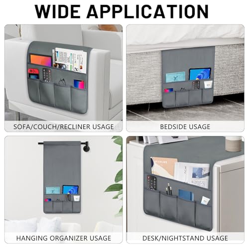 Remote Control Holder for Armchair Caddy, Remote Holder with 5 Pockets - color: Gray, size: 35"x18"