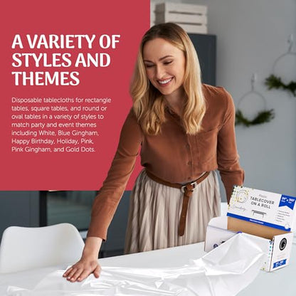 Grandipity Plastic Table Cloth Roll - 54in x 300 Ft. Table Cover White - color: White, size: 3600" x 54" (Rectangular)