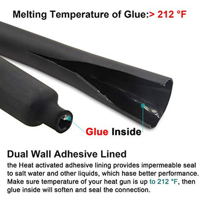 1 Inch 3:1 Adhesive Heat Shrink Tubing, 4 ft, 2 Pcs Red/Black - size: 4FT (1", 2 Pcs)