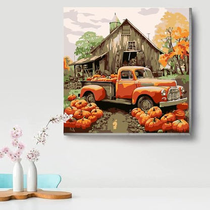 4 Pack Fall Pumpkin Paint by Numbers Kit for Adults Beginner with Framed - color: 4 Paint Fall by Number-0609-1