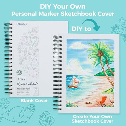 Ohuhu 7"x10" Double-Sided Bleedproof Marker Pad Art Sketchbook 50 Sheets - size: 7" x 10"