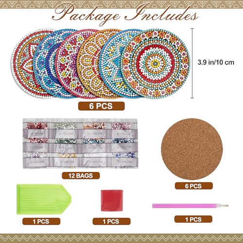 Temlum 6 Pcs Diamond Art Coasters Kits for Adults & Teens, Mandala - color: Mandala Coasters