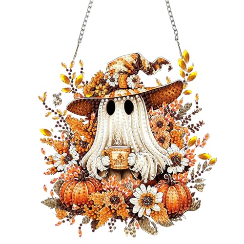 AIBOERL Diamond Art Kits for Adults, Halloween Acrylic Hanging Suncatcher - color: DP04033