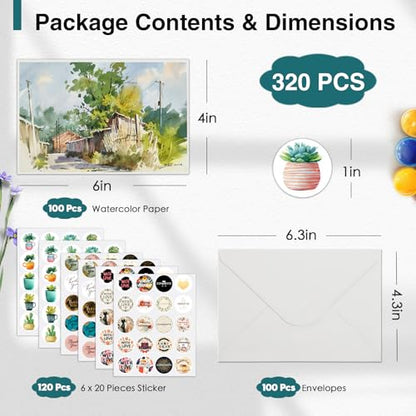 KOVIEDE 100 Pack Blank Watercolor Cards with Envelopes 4 x 6 Inch - size: 4x6" Cards*100