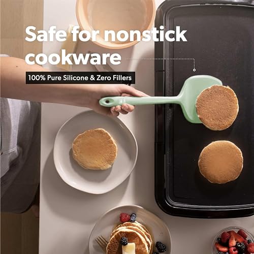 DI ORO Silicone Turner Spatula Set - 600F Heat Resistant, 4-Pc Sage - color: Sage