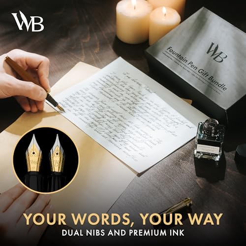 Wordsworth & Black Fountain Pen Gift Set, Medium & Extra Fine Nib, Brown - color: Brown Gold