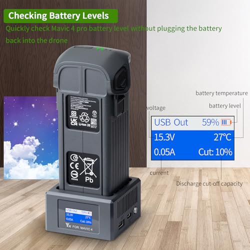 Two-Way Charging Hub with Digital Display Screen for DJI Mavic 4 Pro Drone Battery USB Battery Charger with Storage Charge Accessories