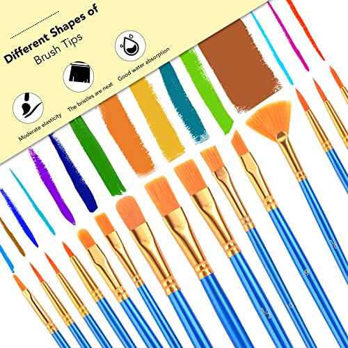 AROIC Acrylic Paint Brush Set, 15 pcs Nylon Hair Paint Brushes - size: 15pcs