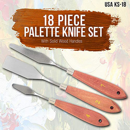 U.S. Art Supply 18-Piece Stainless Steel Palette Knife Set