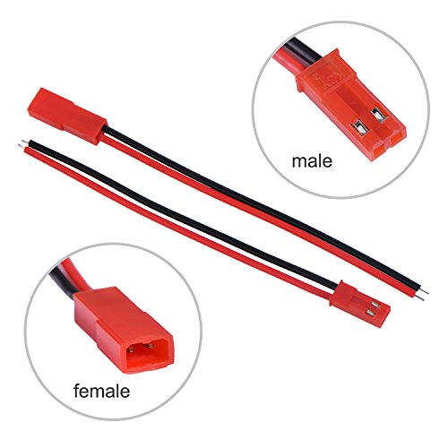 Eboot 20 Pairs 2 Pin Connector Male Female Plug Cable Wire, 22 Awg LED Rc