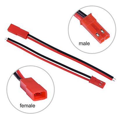 Eboot 20 Pairs 2 Pin Connector Male Female Plug Cable Wire, 22 Awg LED Rc