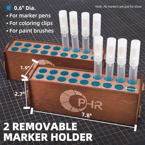 OPHIR Paint Organizer Rack, Wooden Paint Holder with 48 Holes & 4 Drawers