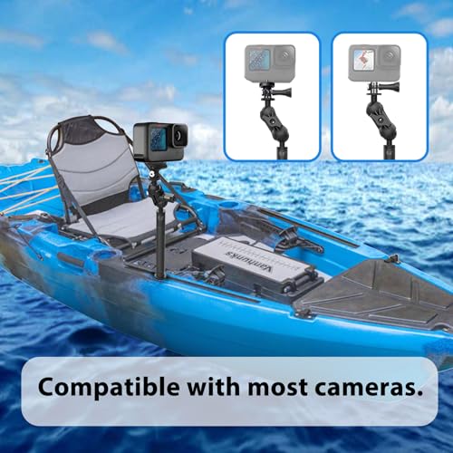 29" Adjustable Kayak Camera Mount with Infinitely Extendable Stand, Kayak Sports Camera Mounting Compatible with GoPro and 1/4" Threaded Cameras - style: camera mount with pole