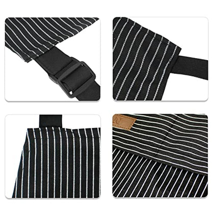 NLUS 2 Pack Kitchen Cooking Aprons, Adjustable Bib Soft Chef Apron with 2 Pockets for Men Women (Brown/Dark Black Strips) - color: Brown/Dark Black